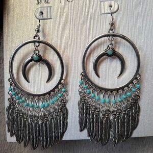 Silver and Turquoise Dreamcatcher Earrings